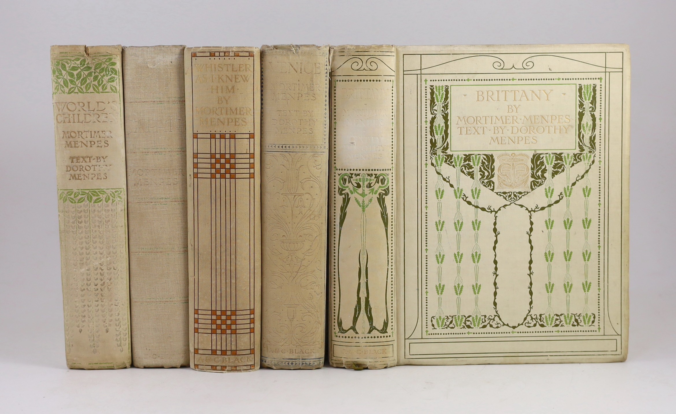 Menpes, Dorothy & Mortimer - 5 works - Venice, one of 500 signed by the artist, the front fly leaf with an original watercolour vignette of St Marks Basilica, signed, 1904; Whistler As I Knew Him